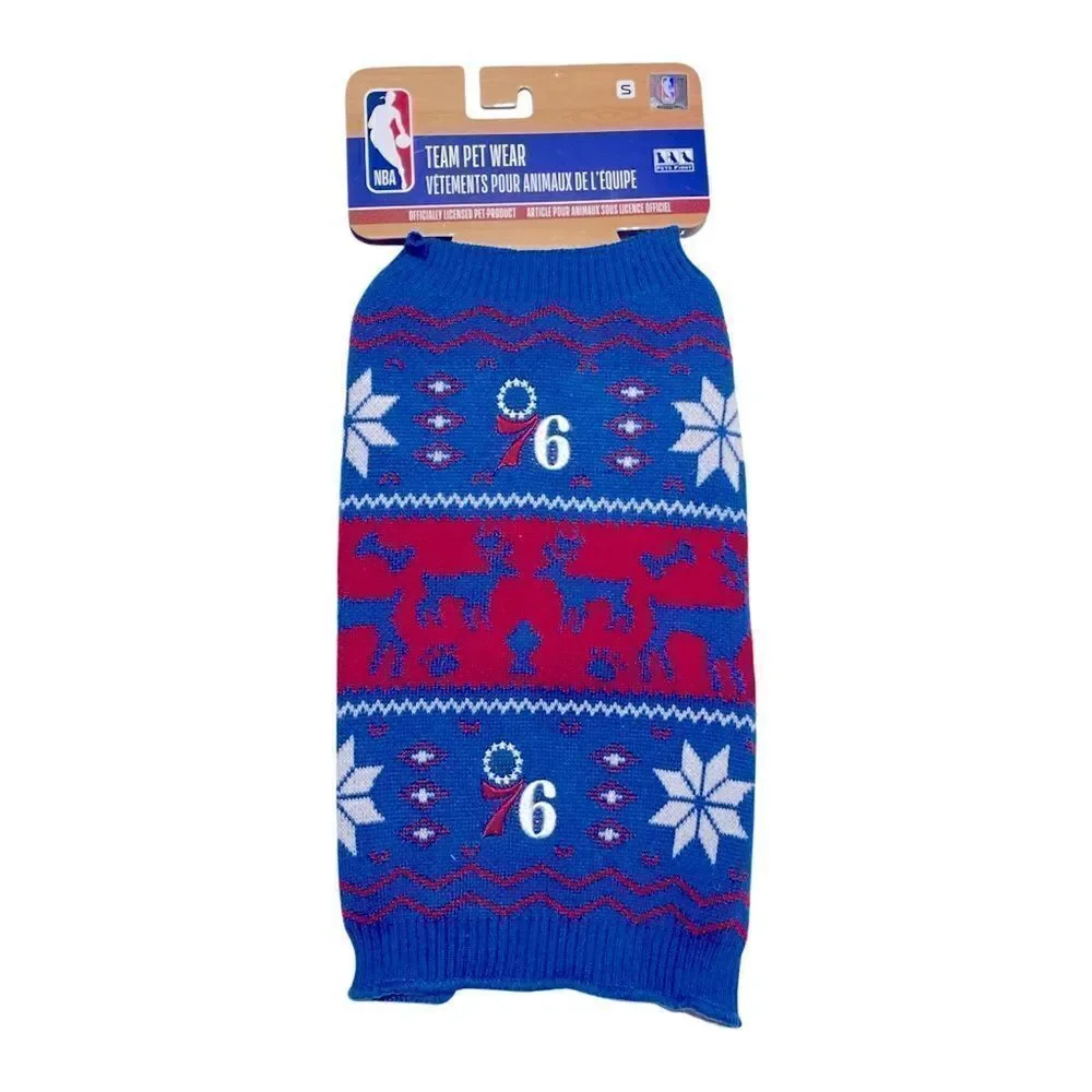 NBA Officially Licensed Philadelphia 76ers Petwear Knit Dog Sweater Small NWT